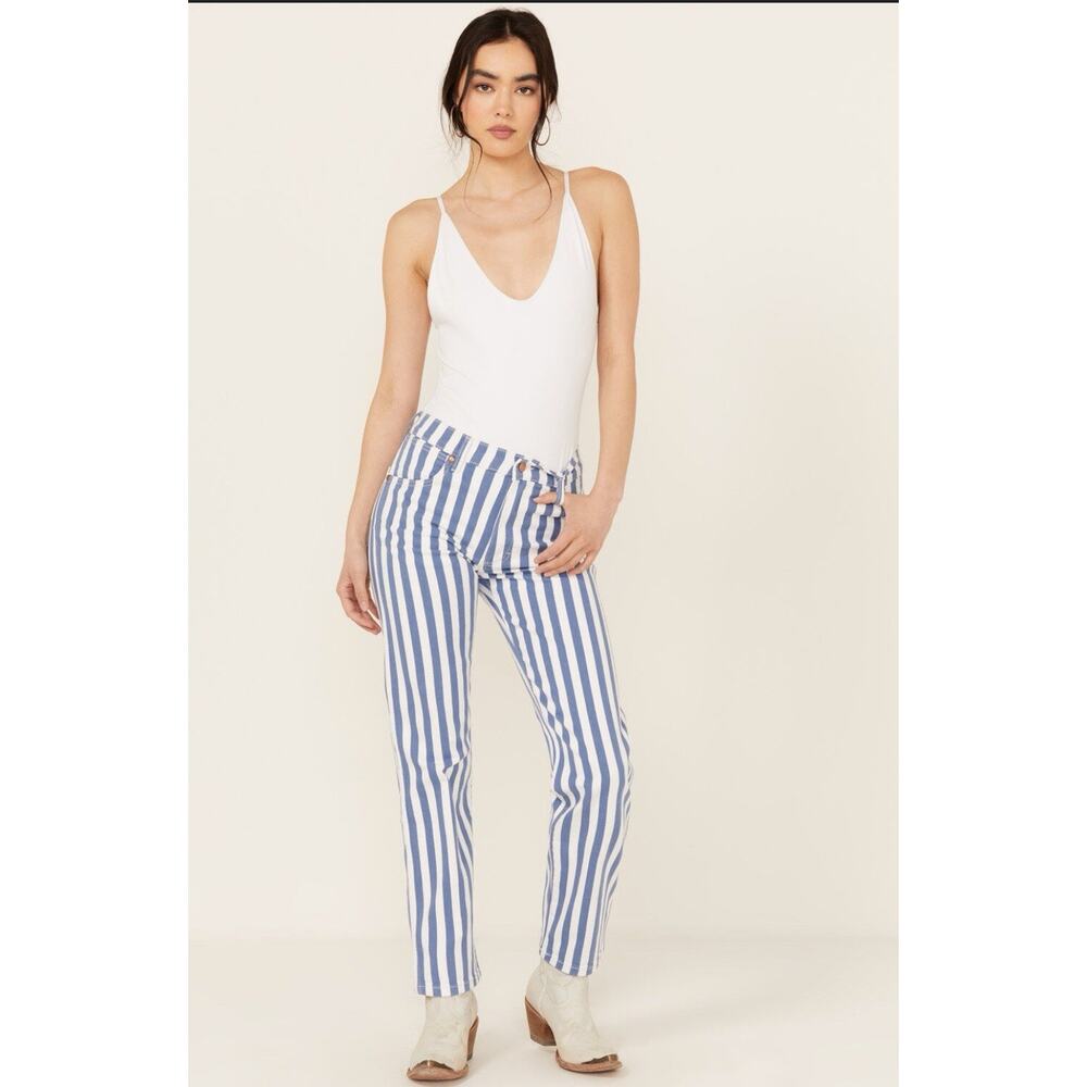 Wrangler Blue and White Striped Women Jeans